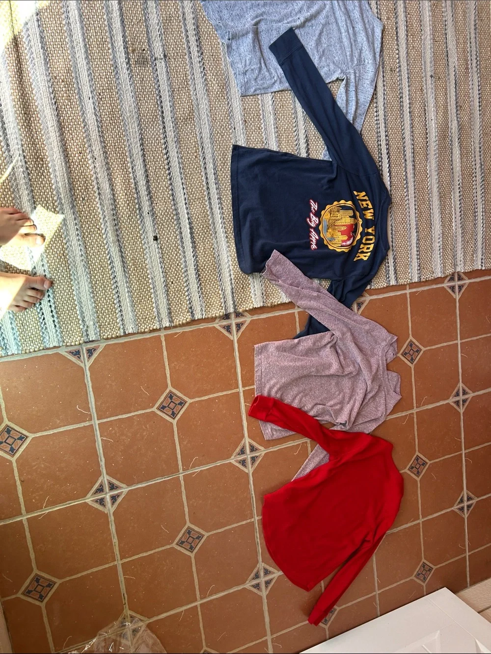 Old Navy Red Logo Long Sleeve Tee with Navy and Heather Mix Tops